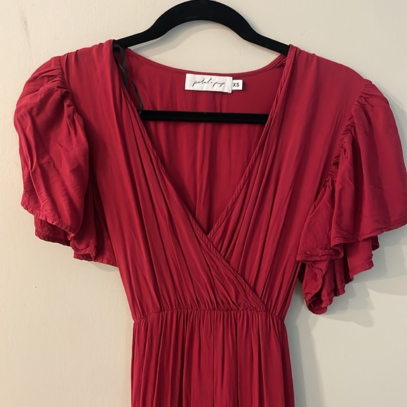 Tiered midi petal and pup dress - magenta - Picture 2 of 3